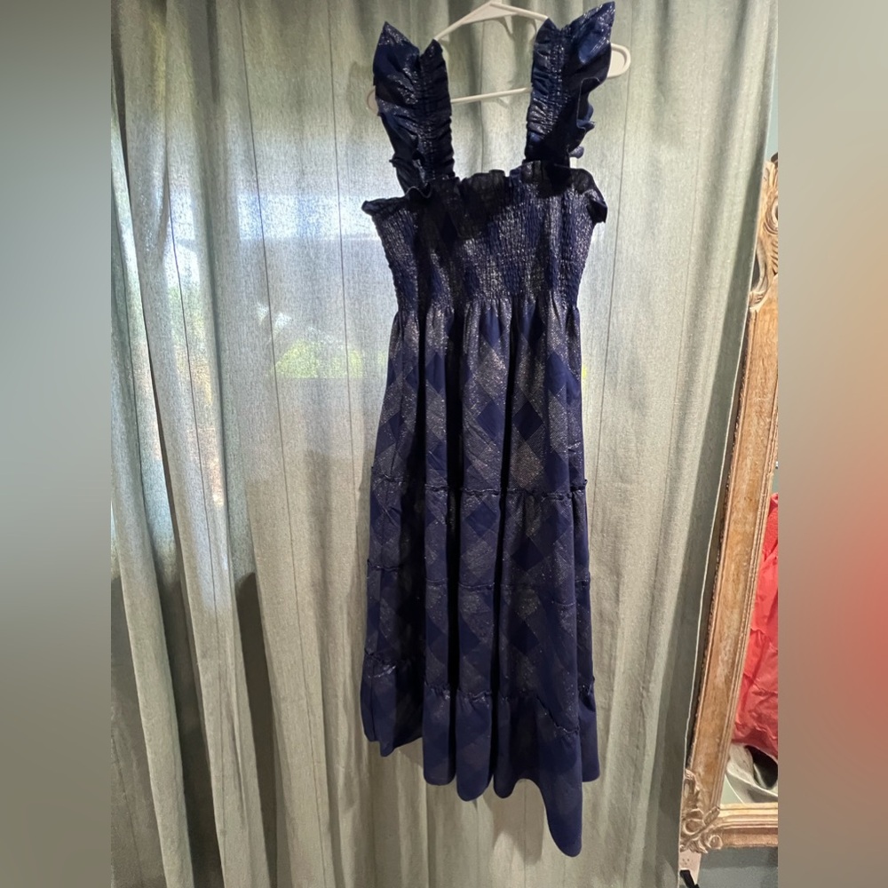 Hill House blue and silver thread dress